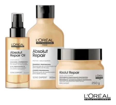 LOREAL KIT ABSOLUT REPAIR TRIO SHAMPOO 300ML+MASKA 250ML+OLEJEK 90ML