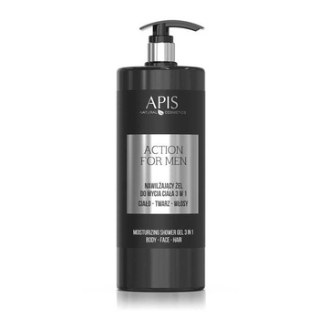Apis Action for men nawilżający żel do mycia ciała 3w1 1l