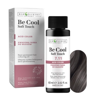 BIOELIXIRE Kwasowa farba do włosów Be Cool SOFT TOUCH - 7.11 Średni intensywny popielaty blond / Medium Intense Ash Blonde - 60ml