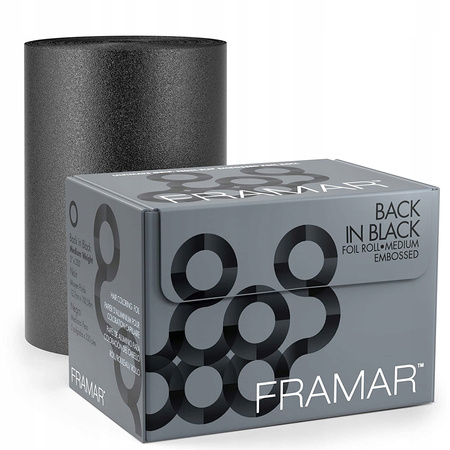 FRAMAR FOLIA FRYZJERSKA ALUMINIOWA RYFLOWANA W ROLCE BLACK IN BLACK 100m