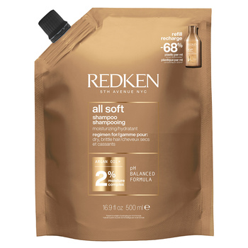 Redken All Soft szampon do włosów suchych i łamliwych opakowanie uzupełniające 500ml