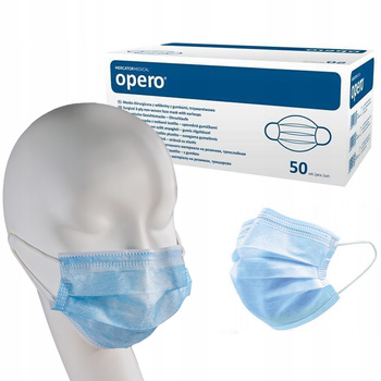 Maseczka chirurgiczna z gumką niebieska 50szt.