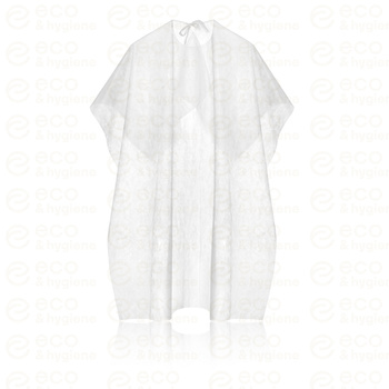 Peleryny fryzjerskie jednorazowe włókninowe do strzyżenia długie BIAŁE SOFT – 25 szt.