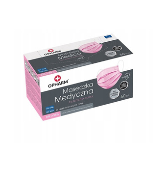 Maseczki chirurgiczne medyczne Różowe 50szt